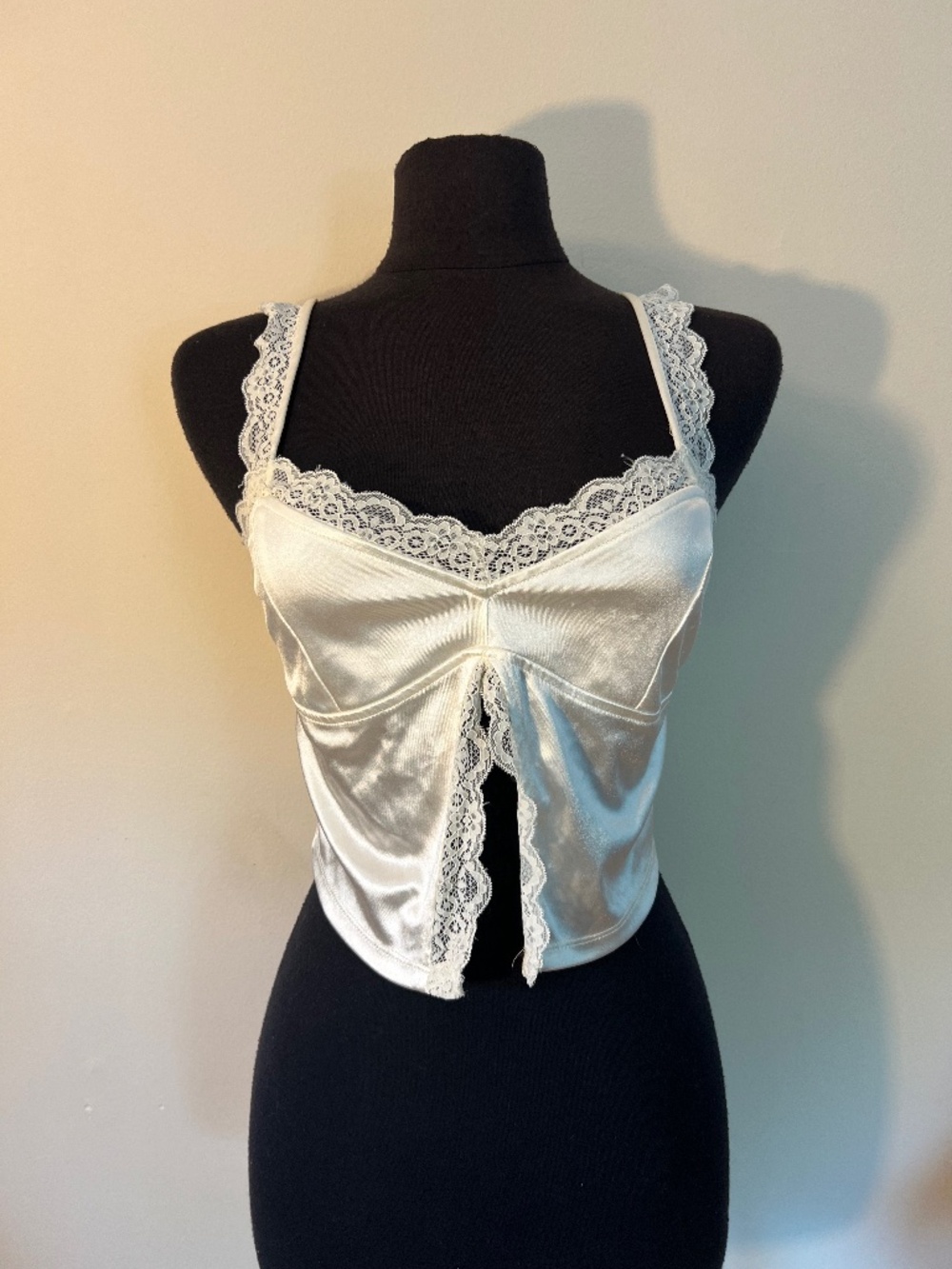 Forever 21 White Satin Cropped Tank